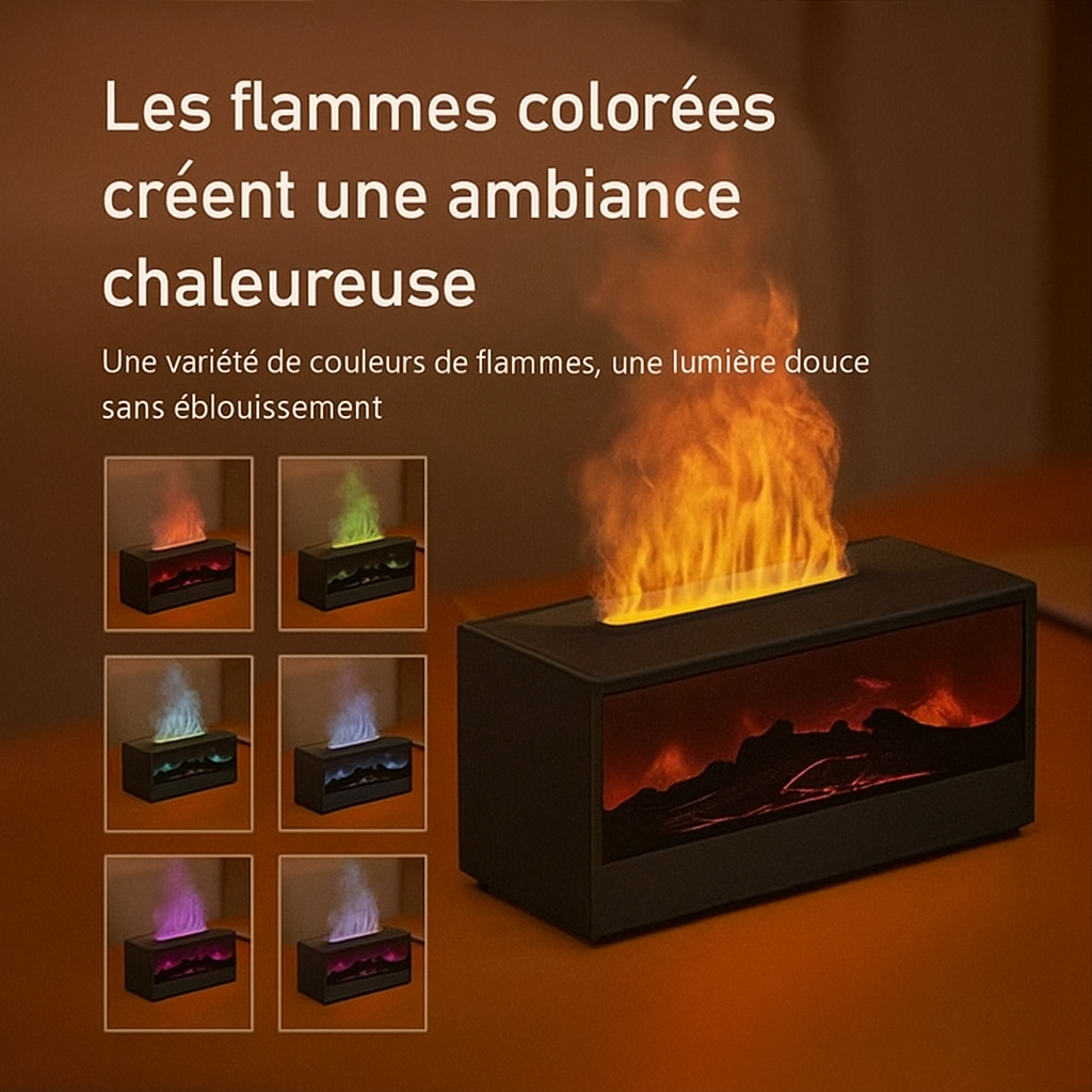 Simulated 3D flame aromatherapy machine, essential oil humidifier, color atmosphere lighting with remote control, holiday gift