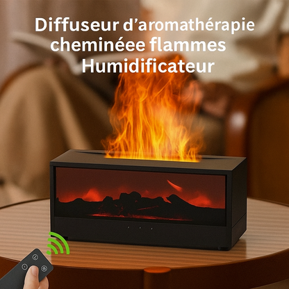 Simulated 3D flame aromatherapy machine, essential oil humidifier, color atmosphere lighting with remote control, holiday gift